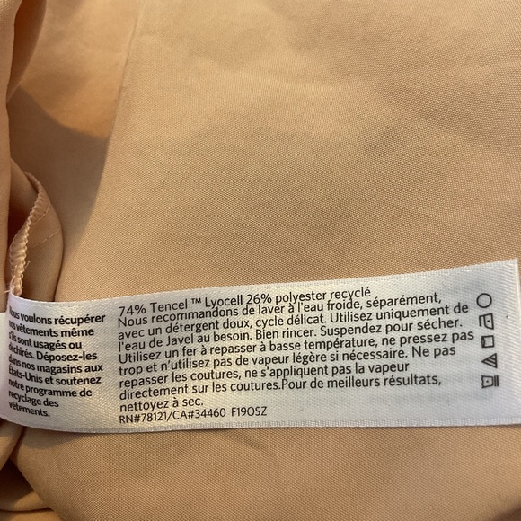 Eileen Fisher Short Sleeve TENCEL Popover Top. Peach/Beige color. Size Medium - Picture 7 of 7